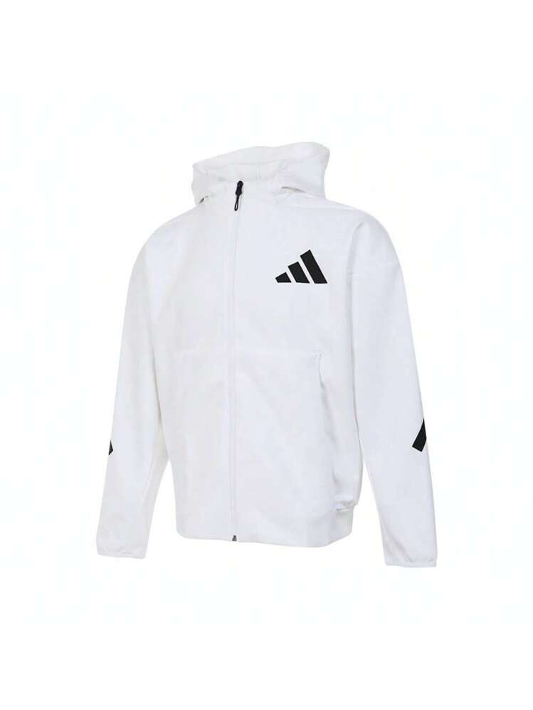 Adidas Men's Front Zipper Long Sleeve Printed Pocket Minimalist