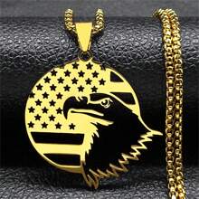 Fashion American Eagle Flag Star American Necklace For Women Men Stainless Steel Gold/Silver Animal Chain Holiday Gift Jewelry