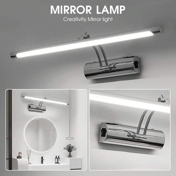 OYAJIA LED Spiegellampe Bad 55cm Mit Schalter , Drehung Spiegellampen Spiegel für bad IP44, Spiegelleuchte Badezimmer 12W  , LED Badspiegelleuchten Badezimmerspiegel, KaltesWeiß  &Warmes Weißes, Chrom