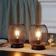 Set Of 2 Metal Cage LED Lantern Battery Powered,Cordless Accent Light With LED.Great For Weddings,Parties,Patio,Events For Indoors Outdoors(Round Shape) - 黑色 - 查看 5