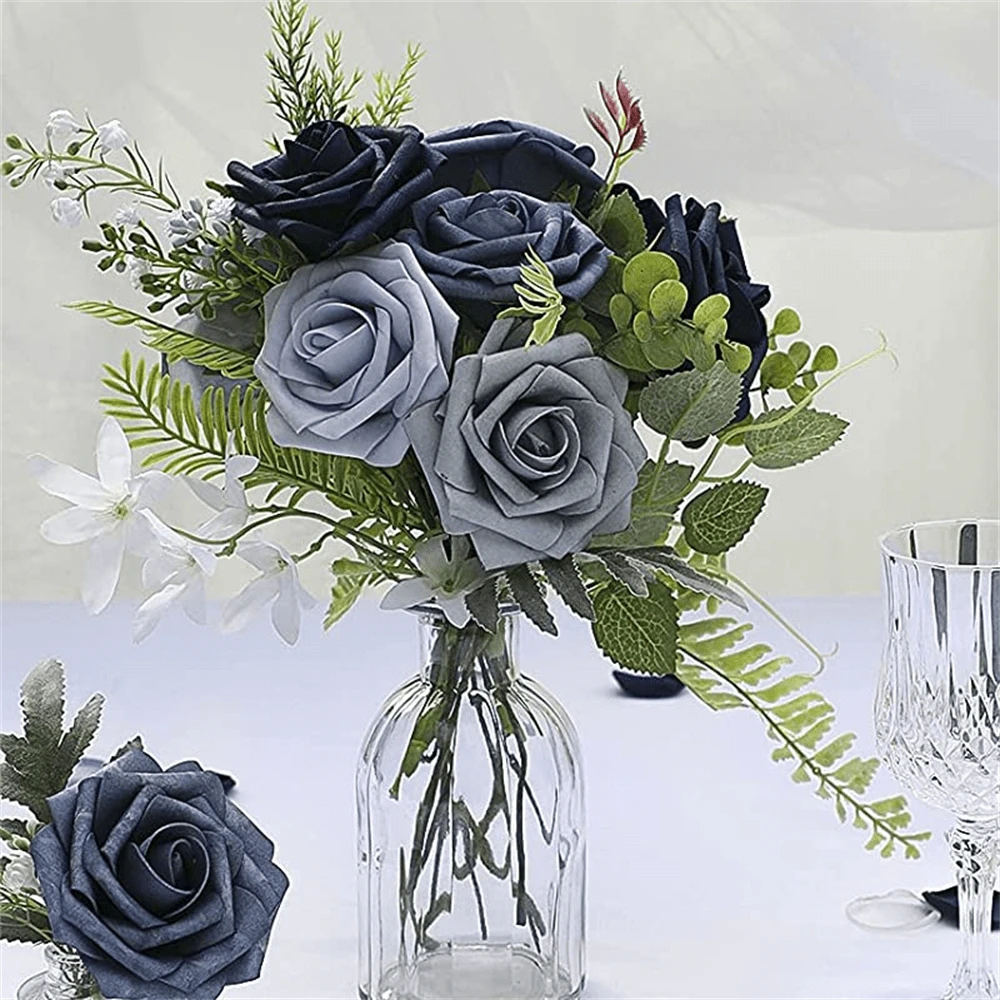25pcs real looking artificial roses flowers lavender violet pink purple