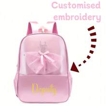 Sac à dos rose personnalisé - Sac d'école personnalisable avec design tenue de ballet, , résistant à l'eau et intérieur spacieux pour filles et femmes