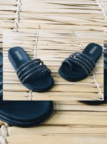 Women's Flat Sandal  Rhinestone Shiny - Màu hồng gỉ - Xem 3
