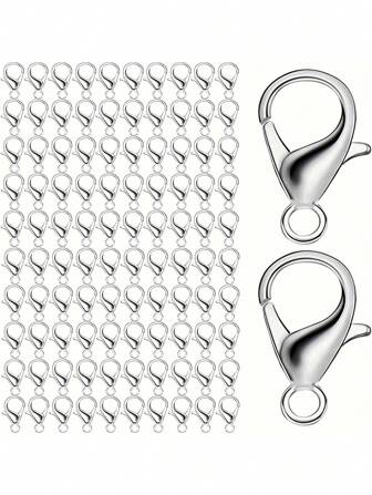 200 pièces/20 pièces Fermoir mousqueton en alliage argenté, convient pour la création de bijoux