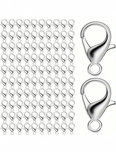 200 st/20 st Silver-Tone Legering Hummerlås, lämplig för smyckestillverkning