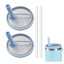 1 pieza Tapa con pajilla para vaso térmico de 40 Oz, nuevas tapas de repuesto a prueba de fugas transparentes 2024, tapas a prueba de derrames para accesorios de vasos