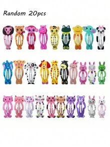 10 piezas/set Clip de pelo de metal con diseño lindo de animales de dibujos animados para niñas, conejo, león, gato, perro, panda, elefante, accesorios para el cabello multicolor para uso diario, vacaciones, fiesta, regalo