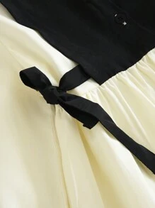 Vestido de manga comprida com camisa emendada 2 em 1 minimalista casual para meninas, primavera e outono