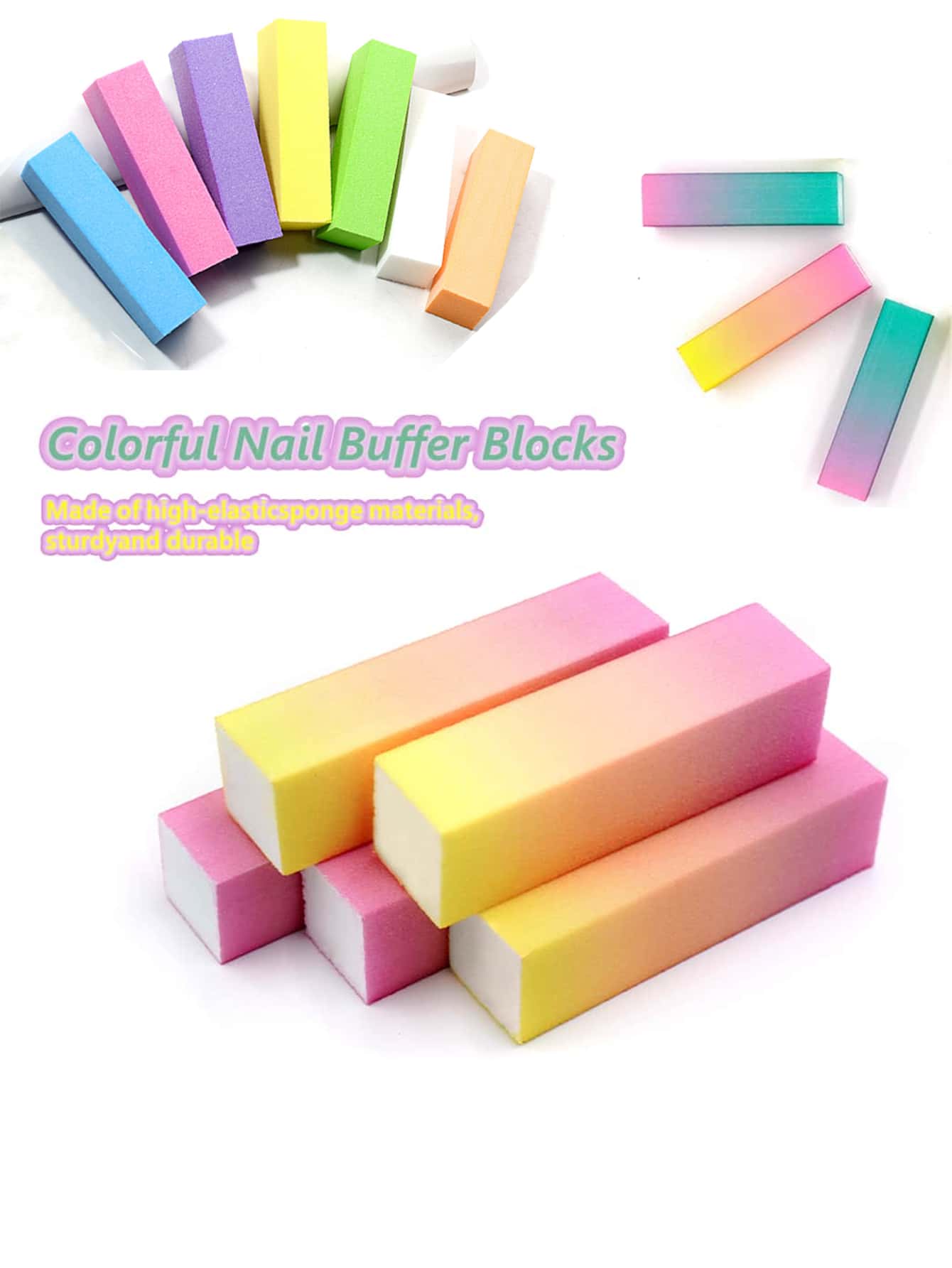 5/10Pcs Nail Buffer Professional Nail File Polisher Block Manicure Pedicure Files Sanding Polishing Sponge Nail Art Accessories Rainbow Color Gradient Daisy Pattern Nail Art Foot Therapy Nail Tool Acrylic Nail Set Nail Set