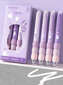 随机颜色 4 支可擦按压笔，极具吸引力的创意学生文具笔，办公室签名书写材料，送给家人、朋友和同事的礼物办公室、学校、绘图、学生、马克笔、文具、男孩、女孩、学校用品 - 彩色 - 查看 1