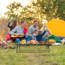 Moosinily Moosinily Small Low Short Floor Protable Grill Table 3 FT Picnic Table Folding Table Metal Foldable Portable Outdoor BBQ For Beach Black 35.4*15.7*9.4 Inch
