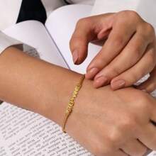 精致定制名字哑光饰面项链、个性化金色名字项链、铭牌项链、个性化珠宝、送给她的生日礼物 - 金色 - 查看 6