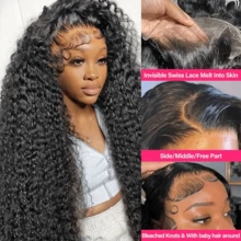 Jerry Curl Wave Lace Front Wigs Human Hair 180% Density 13x4 HD Lace Front Wigs Human Hair Pre Plucked With Baby Hair Deep Curly Water Wave Wig Human Hair For Women Wet Wavy Wigs Human Hair