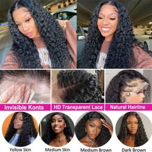 Jerry Curl Wave Lace Front Wigs Human Hair 180% Density 13x4 HD Lace Front Wigs Human Hair Pre Plucked With Baby Hair Deep Curly Water Wave Wig Human Hair For Women Wet Wavy Wigs Human Hair