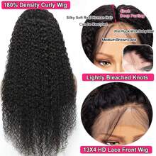 Jerry Curl Wave Lace Front Wigs Human Hair 180% Density 13x4 HD Lace Front Wigs Human Hair Pre Plucked With Baby Hair Deep Curly Water Wave Wig Human Hair For Women Wet Wavy Wigs Human Hair