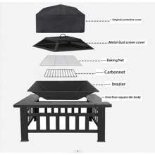 Premium Large Square BBQ Grill & Fire Pit - 2-In-1 Outdoor Heating And Grilling For Christmas Gatherings, Garden Parties, Campfire Tea Making With Foldable Design - Luxury Patio Warming Table