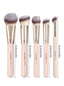 MAANGE 5pcs Professional Facial Makeup Brush Set With Paper Box ,Foundation Brush,Contour Brush,Blush Brush,Eyeshadow Brush,Blending Brush,Makeup Brush With Soft Fiber For Powder,Liquid,Cream For Easy Carrying,Brush For Travel. - 杏色 - 查看 3