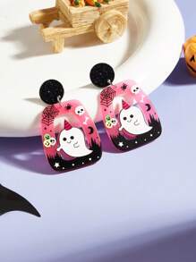 1 对亚克力卡通幽灵、紫色眼睛、微笑南瓜、南瓜眼、幽灵万圣节耳环，适合女性圣诞礼物 - 彩色 - 查看 13