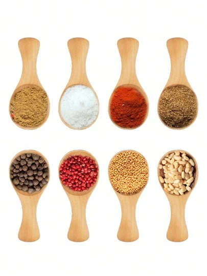 1pc/2pcs/5pcs/10pcs Natural Wood Short-Handled Small Spoons, Japanese Simple Multipurpose Wooden Spoons For Restaurant, Kitchen, Spice, Condiment, Tea, Sugar, Jam, Ice Cream,School Supplies