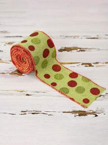 1 rotolo, nastro in filo verde e rosso a pois largo 6 cm, per decorazioni di alberi, corone, confezioni regalo, progetti fai-da-te - qualità premium, facile da modellare, versatile e riutilizzabile - perfetto per decorazioni natalizie, compleanni, decorazioni per la casa, decorazioni natalizie, decorazioni per la stanza, decorazioni invernali