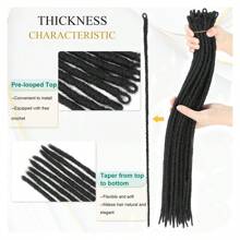 Pre-Looped Dreadlock Extensions For And Men Natural Black Synthetic Crochet Hair Dreadlocks Extension 10 Strands Reggae Hip-Hop Dreads Extensions For Daily & Halloween Party - Multicolor - View 3