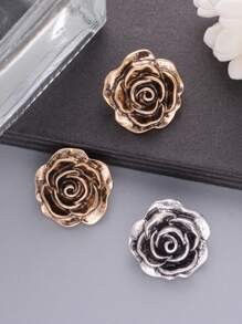 Vintage Rose Flower Metal Buttons 6 Packs, Antique Style Decorative Button For Coats, Sweaters, Suits, Jackets, Women's Fashion, DIY Crafts, Hair Accessories, Sewing Supplies - Golden & Silver Grey