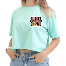 Cropped Women's Tshirt Running T-Shirt Workout Gym Girls Stylish Blouse Running Era - Màu xanh Bạc hà - Xem 1