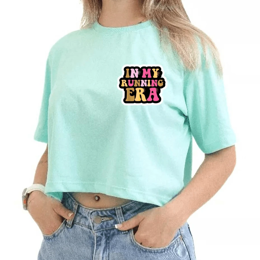 Cropped Women's Tshirt Running T-Shirt Workout Gym Girls Stylish Blouse Running Era - Màu xanh Bạc hà - Xem 1