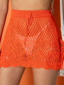 Knitted Skirt Summer Beach Cover-Up - trái cam - Xem 7
