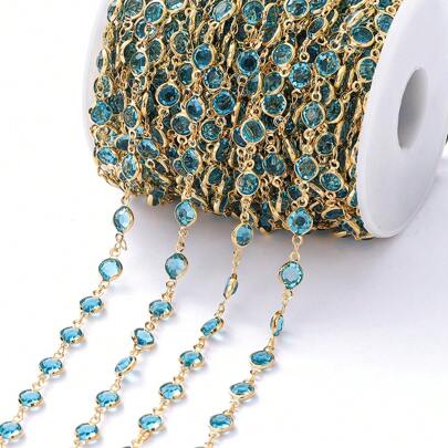 39.3/196 Inch Mixed Color Synthetic Crystal Cubic Zirconia Beads Jewelry Chain For Making Necklaces Bracelets DIY Craft