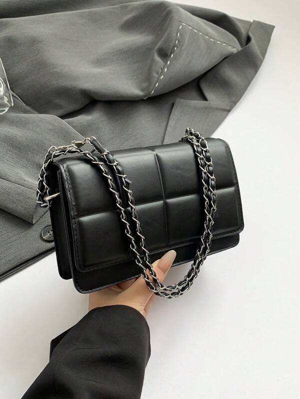 Stylish Solid Color And Printed Wide Strap Hard- Handheld Cross-Body Shoulder Bag For Women