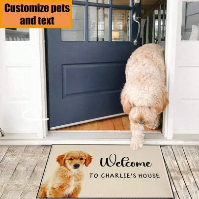 1 szt. Spersonalizowana mata dla zwierząt z imieniem kota i zdjęciem, zabawna spersonalizowana słodka mata dla psa, duża powitalna mata do wejścia do środka i na zewnątrz