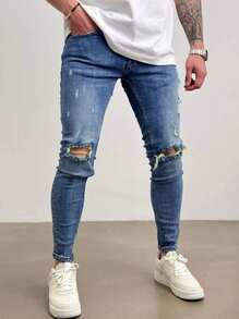 Quần Jeans Co Giãn Ôm Sát Màu Trơn Thường Ngày Cho Nam - Đồng - Xem 1