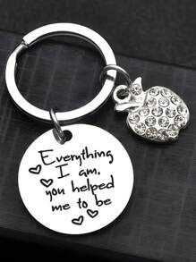 1pc Customizable Stainless Steel Round Keychain, Compact Design, Holiday Gift For Parents, Laser Engraved Stainless Steel Keychain, Father's Day & Mother's Day Gift
