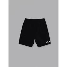 Bermuda Shorts Sweatshirt USA Men's Thick Fabric Comfortable Plain Beach Fashion Summer - màu đen - Xem 2