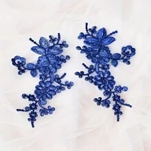 2 cái/bộ viền ren Venise thêu hoa cổ điển, vật liệu thủ công DIY cho mũ đội đầu cô dâu, phụ kiện may váy cưới - Nhiều màu - Xem 5