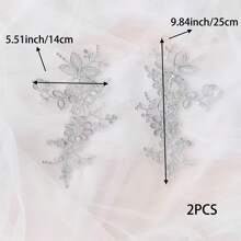 2 cái/bộ viền ren Venise thêu hoa cổ điển, vật liệu thủ công DIY cho mũ đội đầu cô dâu, phụ kiện may váy cưới - Nhiều màu - Xem 6