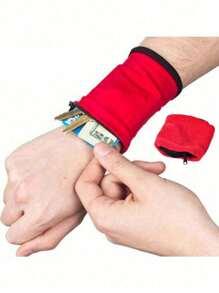 1 pieza Brazalete deportivo - Alta elasticidad, quédese  y con estilo con esta mini billetera de muñeca unisex con bolsillo con cremallera, bolsa transpirable para teléfono móvil, se pueden guardar llaves, identificación, tarjetas, efectivo, opción ideal para regalos - perfecto para gimnasio, fitness, deportes, al aire libre, correr, ciclismo y talla grande.