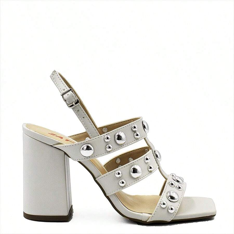 Cris Metal Block Heel Sandal - 白色 - 查看 1