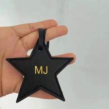 Customized Initials 1pc Five Pointed Star PU Leather Women Luggage Pendant, Monogrammed Star Shape Bag Pendant Gift, Personalized PU Leather Buckle Star Keychain, Star Shape Ladies Bag Charms, Tassels For Jewelry Making Key Chain DIY Craft Accessories - Multicolor - View 11