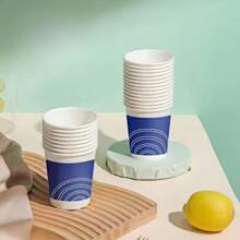 15/50个250毫升优质咖啡杯，商用礼品杯，办公茶杯，加厚饮用纸杯，果汁杯，简约创意马克杯， - 乳白色 - 查看 10