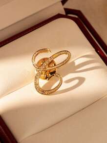 1pc-26pcs Alphabet Shaped Alloy & Rhinestone Brooch Pin For Clothes & Accessories, Fashionable & Versatile Collar Pin,Bag Accessories Gifts For Women - Gold - View 20