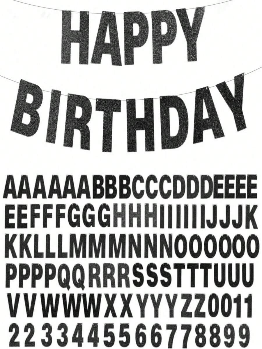 112pcs DIY Sequin Bunting Set - DIY Banner Includes 107 Letters & Numbers, 3 Ropes And 2 Threading Devices, For Events, Parties, Birthday, Bachelorette, Christmas, Any Party Decorations, Customizable