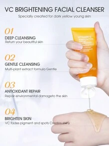 SKINEVER 维生素C美白洁面乳温和清洁护肤甜橙提取物护肤品 - 黃色 - 查看 6