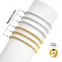 1200pcs Golden And Slivery Plastic Round Beads, 4mm CCB Spacer Beads, Loose Beads, For DIY Bracelets, Necklaces, Jewelry Making Accessories - Multicolor - View 4