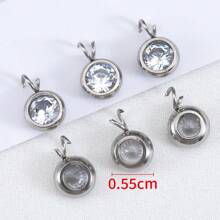 10 piezas de encantos de aro abierto de acero inoxidable con piedras de CZ, para hacer joyas DIY, pulsera, pendientes, accesorios - colgante - Ver 8