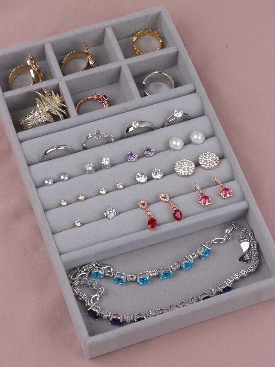 1pc Fashion Ring Box Stud Earrings Ornament Storage Box Without Lid