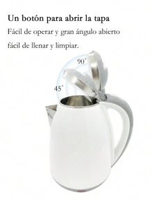 Tetera electrica, Hervidor de Agua Eléctrico, Tetera Eléctrica, Jarra Inalámbrica, 2 Litros, 1000 W, Acero Inoxidable, Resistente, Hierve agua en minutos, Base removible, - Blanco - Ver 8