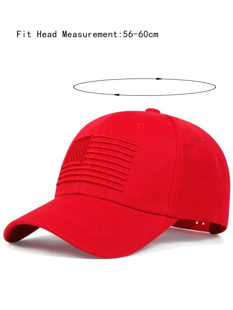 1pc Men American Flag Embroidered Baseball Cap, Adjustable Casual Hat, Spring Autumn,Summer,Beach,Holiday,Festival,Travel - Red - View 4