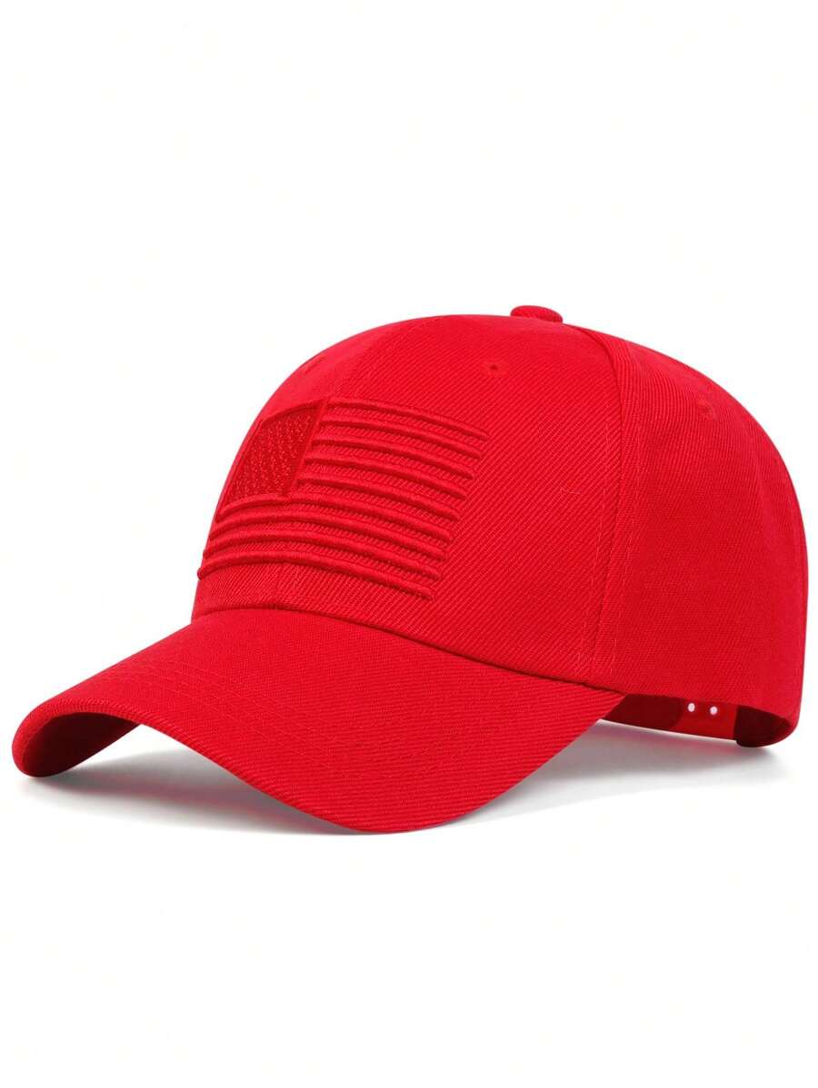 1pc Men American Flag Embroidered Baseball Cap, Adjustable Casual Hat, Spring Autumn